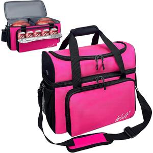 WOLT 2 Ball Bowling Bag with Padded Holder - Fits Shoes Up to Mens Size 16, Bowling Accessories, Pink