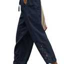Acelitt Women Casual Lightweight Drawstring Elastic Waist Pants with Pockets, Size: L
