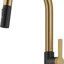 KRAUS Oletto High-Arc Single Handle Pull-Down Kitchen Sink Faucets in Brushed Brass/Matte Black, Kitchen Faucets with Pull Down Sprayer, KPF-2820BBMB