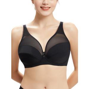 AILIVIN Underwire Minimizer Bras for Women Cross Back Full Coverage Plus Size Non Padded Bra,Lifting Bra for Heavy Breast (32B, 7227-black)