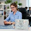 Floral Tote Bag For Women Multi Pocket Girls Crossbody Bags Shoulder Handbag For Work Travel Shopping Purse