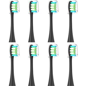 GTHUNDER 8Pcs Electric Toothbrush Heads Suitable for Oclean.with Hygienic Caps,Vacuum-Packed.Fits Adapted for All Oclean Models x pro Elite, X, X Pro,Flow,F1,Air 2(Black)