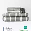 Extra Deep Queen Sheet Set - 6 Piece Breathable and Cooling Sheets - Hotel Luxury Bedding for Women, Men, Kids & Teens - Easy Secure Fit - Soft and Wrinkle Free with Extra Deep Pockets - Grey Stripes
