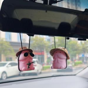 2Pcs Cartoon Penis Hanging Jewelry Rearview Mirror Pendant Decoration Car Pendant (Style A)