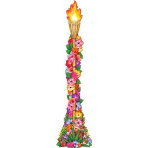 Beistle Jointed Floral Tiki Torch Photo Prop Backdrop, 4'- Beach Hawaiian Luau Wall Decoration, Summer Party Supplies Cut Out