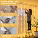 JMEXSUSS 600 LED Curtain Lights Outdoor, 9.5ft x 19.6ft Window Hanging Lights with Remote, Plug in, 8 Modes, Indoor String Lights for Bedroom, Wall, Xmas, Party, Backdrop, Wedding Decor, Warm White