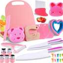 30PCS Kids Knife Set, Kitchen Cutting Kit for Kids Party Favor Toys Plastic Knives with Cutting Board Crinkle Cutters Safe Knives Tools for Girls Boys Halloween Christmas Holiday Birthday Gift