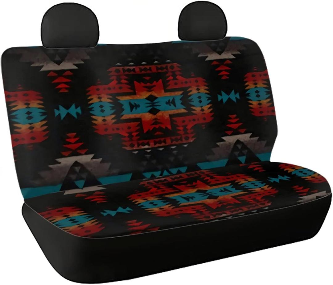 Navajo Print Car Bench Protector Toop cover Southwestern Style Back Seat Covers for Kids Dogs Washable Auto Seat Cushion Fits Most Vehicles for Women Girls, (Only Top Cover)