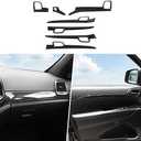CheroCar for Jeep Grand Cherokee Dashboard Panel Trim & Door Handle Cover Kits Interior Accessories for 2011-2025 Jeep Grand Cherokee,Black Carbon Fiber