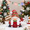 Hodao Christmas Gnome Girl Figurine  Resin Indoor Decorations for Home, Cute Holiday Decor with Braids & Merry Christmas Sign, 4-in Mini Tabletop Ornaments, Gift for Families, Mantel & Tiered Tray