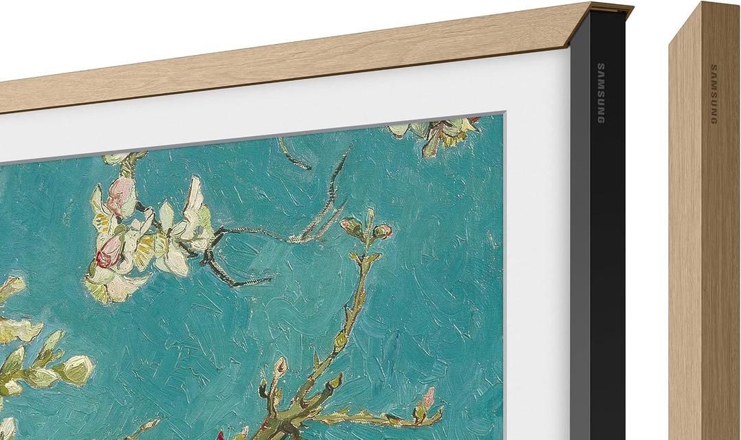 SAMSUNG Modern Teak Frame Customizable Bezel, 55 Inch, 2021 Model