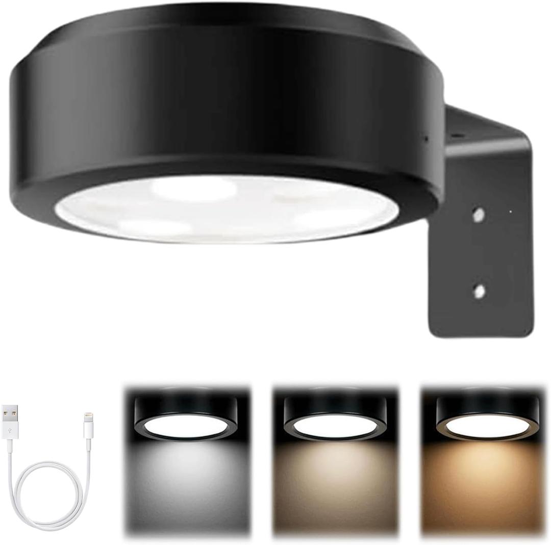 Topveden Picture Lights,Topveden No Drill Picture Lamps,Magnetic Rechargeable Poster Light, 3 Colors Temps&13 RGB Dimmable,13-Col RGB/3-Color Temperature Lamp with Remote (Black*1, 3 Lighting Modes)