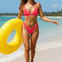 Aqua Eve Women Two Piece Bikini High Cut Swimsuit Triangle Bathing Suit Cheeky Bikini Set (Red, M)