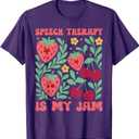 Speech Therapy is My Jam Boho Floral Speech Pathology SLP Female DT-Shirt Purple XS