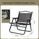 2-Pack Portable Folding Fishing Chair with Thickened Steel Frame, Solid Wood Armrests & Teslin Fabric - Lightweight Collapsible for Hiking, Beach, Backpacking & Picnic
