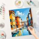 Venice Canal Paint by Numbers Kit for Adults - DIY Watercolor Scene Painting on Canvas 16x20 Inches, Acrylic Paint Set, Suitable for Beginners, Ideal for Home Decoration or Gifts