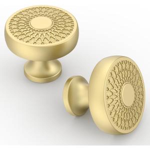 Asidrama 10 Pack Brushed Gold Cabinet Knobs Kitchen Cabinet Pulls Gold Hardware for Dresser Drawers 1129 (Single Hole Knob)