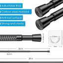 MEXAU 1Pack Spring Tension Curtain Rod 26-39 inch Black Adjustable Spring Rod Extendable Tension Rod For Kitchen, Bathroom, Window, Bookshelf, Closet