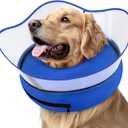 Supet Raised Inflatable Dog Cone Collar to Stop Licking, Soft Dog Cone Alternative After Surgery, Pet Neck Donut Collar for Small Medium Large Dogs (M(Neck 9"-12.5"), Solid Blue)