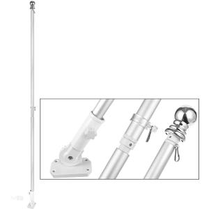 Juvale House Flag Pole Kit, Outdoor Wall Mounted Metal Flag Holder and Pole Set (6 Feet)