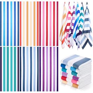 Peryiter 6 Pcs Oversized Microfiber Beach Towels Large Quick Dry Pool Towels Absorbent Camping Travel Blanket Set for Women Men Bath Beach(Stripe Style,28 x 59 Inch,Gradient Colors)