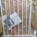 29.5-40.5" Baby Gate for Stairs, Dog Gate for Doorways, Walk Thru Auto Close Metal Baby Safety Gate for The House, Stairs and Doorways, Child Gate Pressure Mounted, Pet Gate for Dog Indoor - White