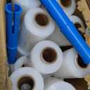 Jutom 16 Pcs Stretch Wrap Roll Plastic Wrap for Moving with 2 Handles 5" x 1000 ft Packaging Shrink Film Self Adhering Shipping Supplies for Moving Furniture Pallet(Clear, Blue)