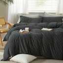 LIFETOWN Striped Duvet Cover Set 100% Jersey Knit Cotton T-Shirt Feel Ultra Soft Wrinkle-Free (Heathered Charcoal White Stripes, Queen) (Queen (90"x90"))