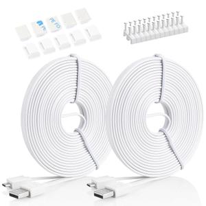 Soshine Long Micro USB Cable 25ft - USB to Micro USB Cable for PS4 Controller and Security Camera 2pack (White)
