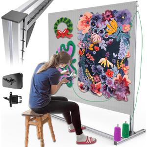 NODOCA 64'' Tufting Frame with Spikes, Aluminum Metal Tufting Frame for Rug Making, Tufted Frame for Beginners, Tufting Cloth Stand for Carpet Making, Tufting Supplies [64inch/160cm] (5'4" x 5'4")
