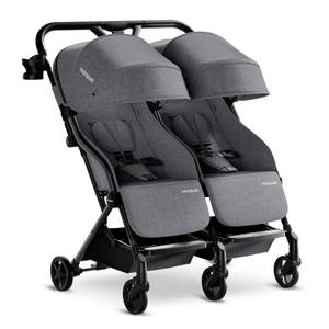 Mompush Lithe Double Stroller for Infant and Toddler, Lightweight Side by Side Twin Stroller, Only 25 lbs, 30-Inch Slim Fit Through Doorways, One-Step Fold, Independent Recline, UPF 50+ Canopy