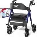 VOCIC Walkers for Seniors, Z21 Rollator Walker with Seat Supports 350lb, 8" Big Wheels for All Terrain, Ergonomic Arc Seat & 6" Ultra Backrest Foldable Walker, Dual Height Adjustment, Lightweight 2026