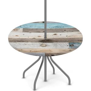 Wood Texture Round Outdoor Tablecloths with Umbrella Hole Wood Circle Fitted Table Cloth with Elastic Zippered Tablecloth 36"-44" Waterproof Umbrella Table Cloth Round Elastic Table Cover for Patio