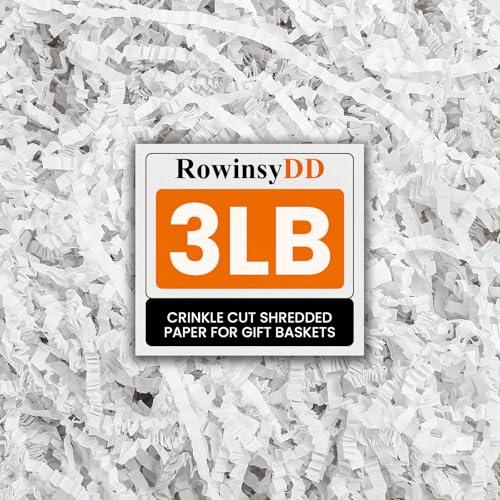 RowinsyDD 3LB White Crinkle Paper Filler, Cut Shredded Paper for Gift Baskets Packaging Wrapping Cushion Stuffing Box Confetti Filler for Easter Christmas Wedding Birthday Bridesmaid