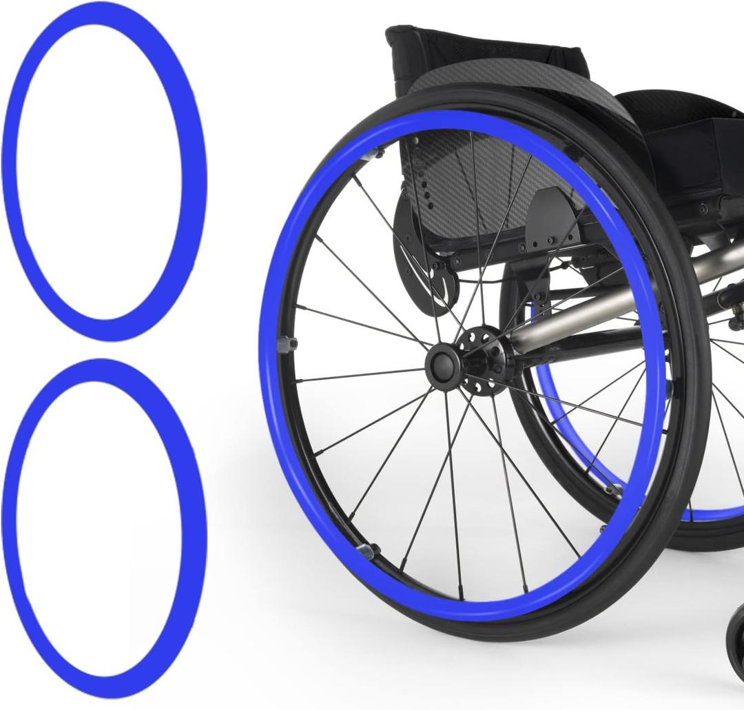Wheelchair Push Rim Covers, 24inch Non-Slip Wheelchair Push Rim Grips, 1 Pair Silicone Wheelchair Hand Push Cover, Rear Wheel Grips Cover, Wheelchair Accessories, Blue