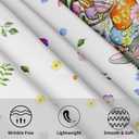 Sweetshow Easter Bunny Eggs Table Cloth Round Colorful Flower Leaves Tablecloth 60 Inch Decor Washable Stain and Wrinkle Spring Floral Round Table Cover for Dining Picnic