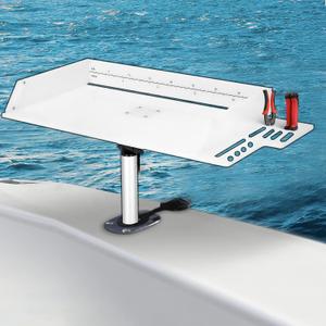 Boat Cutting Board 25.1" x 13", Bait Board/Fillet Table with Separate Tool Slots, 360 Adjustable Fishing Fillet Table, Extended Boat Fish Cleaning Table with Scale(Fish pad +2 fish hooks)