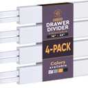 4 Pack Drawer Dividers Bamboo 2.6" High, 16-22" Adjustable Drawer Organizers for Clothes, Expandable Dresser Separators in Bedroom/Bathroom/Kitchen/Office Organization and Storage (White)
