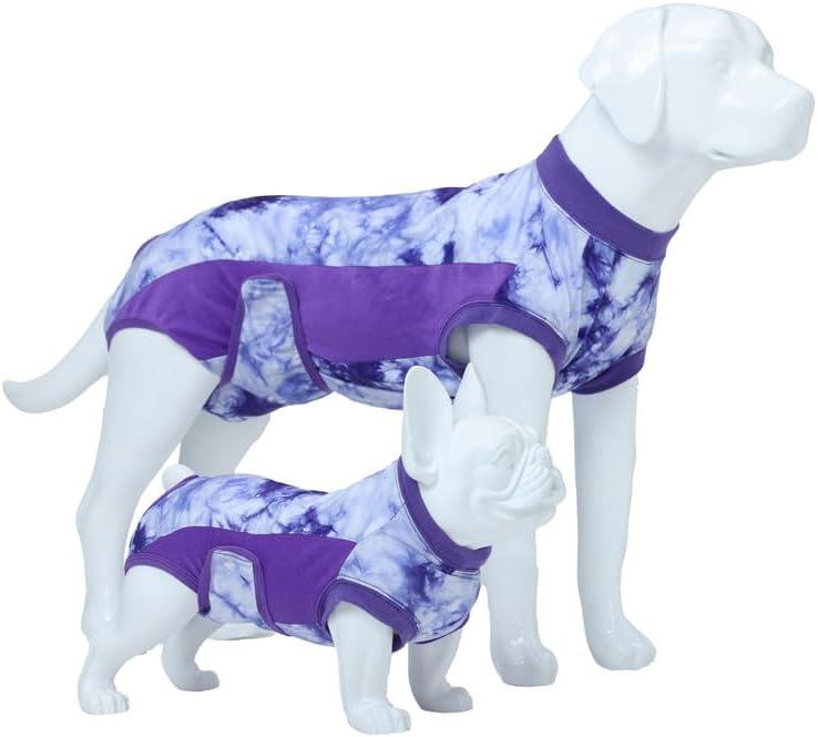 Recovery Suit for Female & Male Dogs After Surgery, Breathable Dog Onesie Cone Alternative, Anti-Licking Surgical Suit for Spay Neuter Wounds (XL(Back:24"-26"), Purple Tie Dye)