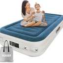 Twin Air Mattress with Built-in Pump,Fast & Easy Inflation/Deflation Inflatable Mattress, Foldable Blow Up Mattress with Storage Bag, Inflatable Bed for Home, Camping & Guests