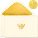 Crisky 50 Pack Blank Cards and Envelopes 4x6, Embossed Gold Foil Bee Blank Greeting Cards Bulk for Wedding, Bridal Shower, Baby Shower, Birthday Party Decoration Favors