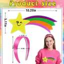 5 x Large Rainbow Shooting Star Patch & Pink Satin Headband - Iron-On Patch, Halloween Costume Accessories Set for Fun Cartoon Cosplay