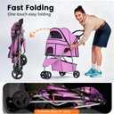 BestPet | 3-Wheel Pet Stroller | Pink | Foldable Dog and Cat Stroller