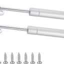 150N/33.8 lb 6 inch Long Gas Support Cabinet Hinge Safety Lift Support, Gas Shock, Soft Open and Lower Cover Support and BufferTelescopic Cabinet Door Rubber Head Gas Spring Support (2 Pack)