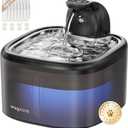 Cat Water Fountain Cordless 118oz/3.5LWireless & Ultra Quiet with Sensor/Timer Mode Stainless Steel Tray BatteryOperated Pet Fountain for Indoor Use, Pet Water Dispenser (Cat Fountain+8 Filters)