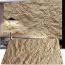 KASARO 3D Faux Stone Wall Panels, 4 PCS PU Wainscoting Panel for Interior Wall Decor, Cement Texture Thicker Accent for Home, Office, 43.3 23.6 inch, Golden Hemp