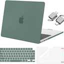 MOSISO Compatible with MacBook Air 13 inch Case M5 2026 M4 2025 M3 M2 2024-2022 A3449 A3240 A3113 A2681, Hard Shell&Keyboard Cover&Screen Film&Type C for MacBook Air 13.6 inch Case, Emerald Green