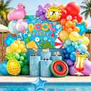 Pool Party Decoration, 99pcs Pool Party Birthday Decorations Set Includes Pool Party Backdrop Tropical Balloons etc Hawaiian Party Birthday Decorations
