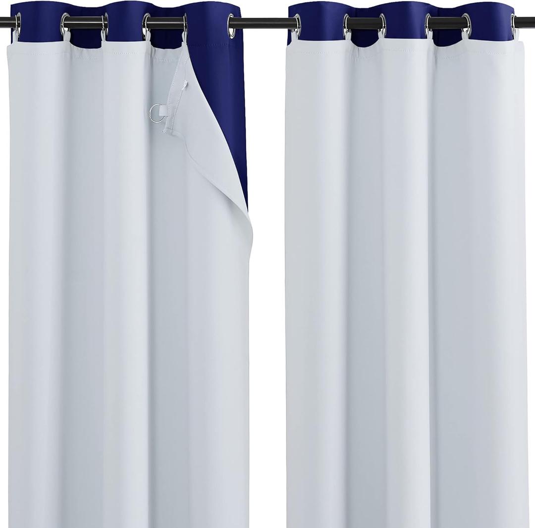 NICETOWN Blackout Curtain Liners for Sheer Curtains, Blackout Liners for Windows, Detachable Ring Included, Thermal Curtain Liners for 54" Length Drapes, Set of 2, W34 x L50 Each Panel