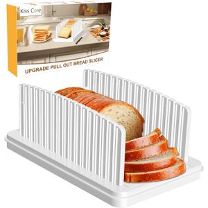 Kiss Core Upgrade Pull Out Bread Slicer for Homemade Bread, Foldable Bread Slicing Guide,Removable Cutting Board, Slice Evenly, Bread cutter slicer Suitable for Bread Making Supplies